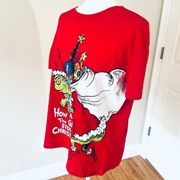 NWOT The Grinch Dr Seuss, Red Tee Size M - #How the Grinch Stole Christmas! - Picture 5 of 9